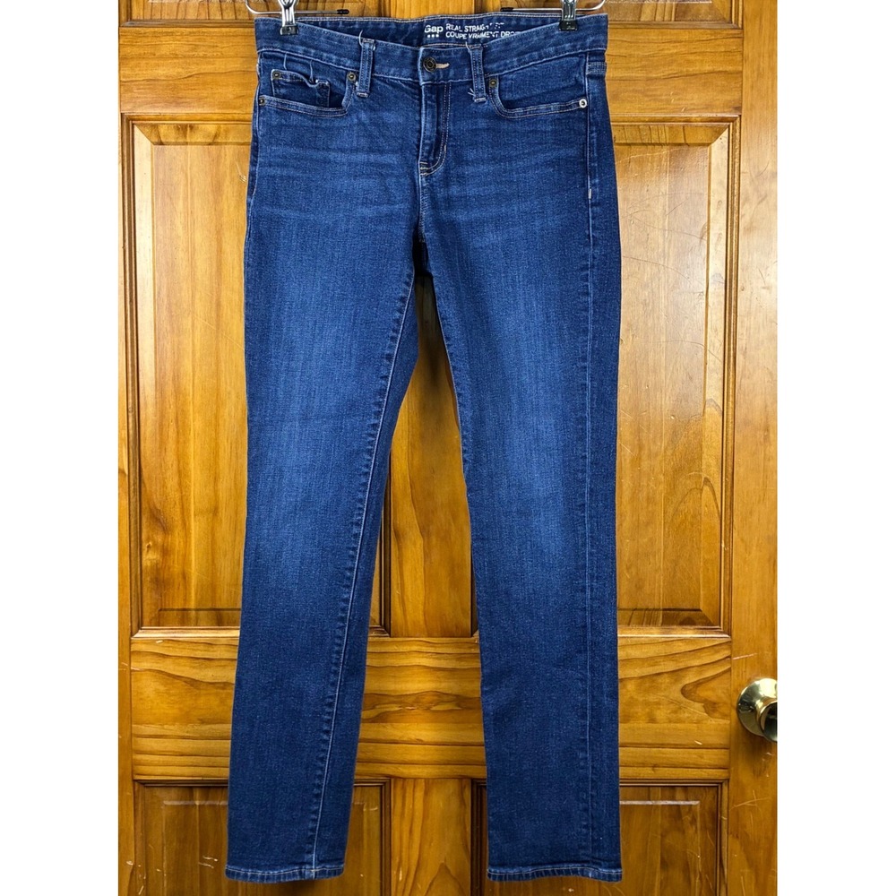 Gap Real Straight Fit Jeans Size 6/28 Dark Wash Blue Denim Size Regular Womens